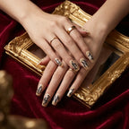 Press on Nails Kentrim Nude Gradient Gothic Script Long Coffin Press On Nails - 30 Pieces, 15 Sizes Beige