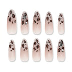 Press on Nails Kentrim Nude Gradient Leopard Cross Metal Almond Press On Nails - 30 Pieces, 15 Sizes Pink