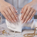 Press on Nails Kentrim Nude Pink Aurora Pearl Glitter Press On Nails - 30 Pieces, 15 Sizes