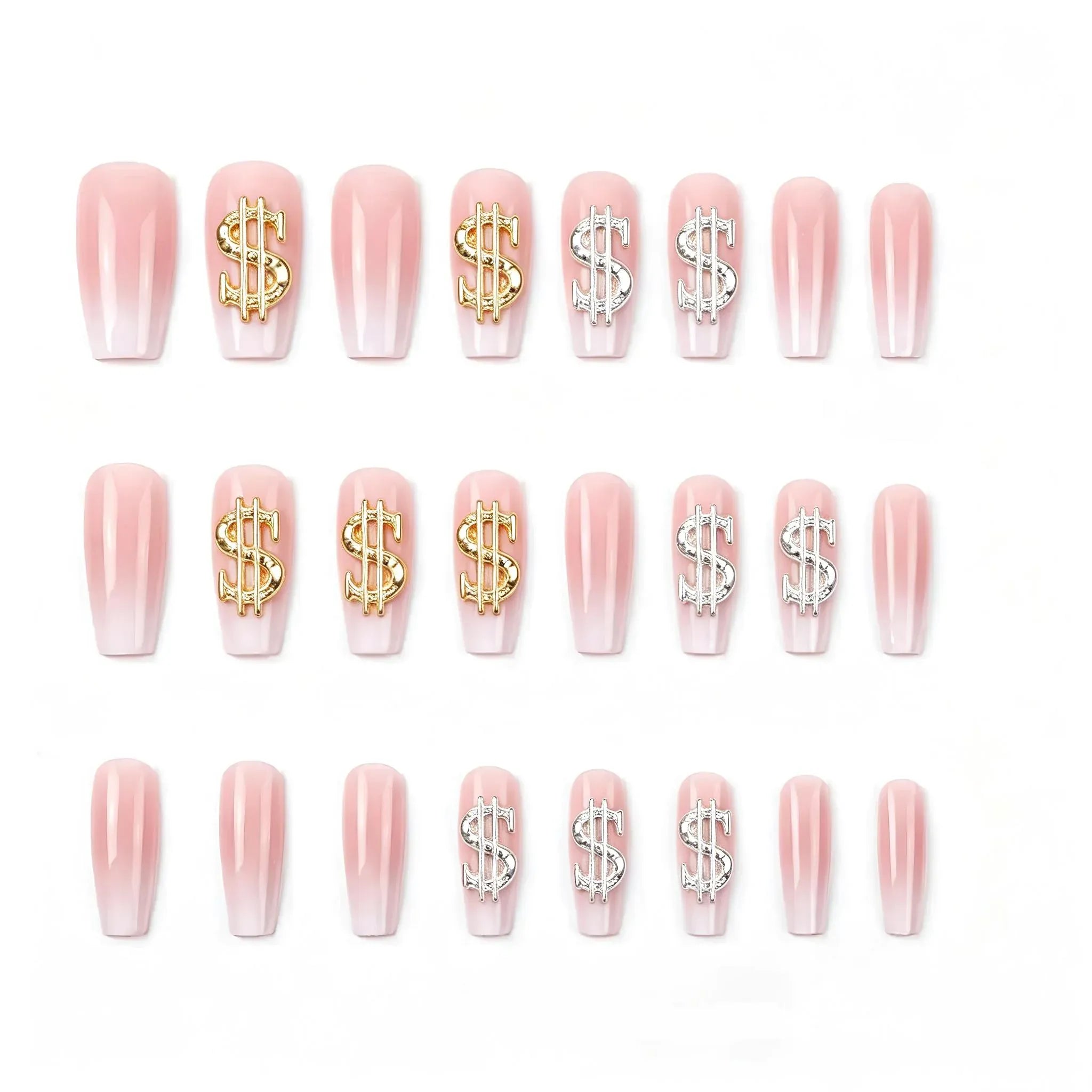 Dollar Sign Press On Nails – Gradient Coffin Collection 24 Pieces (12 Sizes) Secondary image