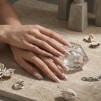 Press on Nails Kentrim Nude Silver Heart Cursive Letter Almond Press On Nails - 30 Pieces, 15 Sizes Pink