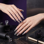 Press on Nails Kentrim Nude Smoke Cross Metal Charms Long Coffin Press On Nails - 30 Pieces, 15 Sizes Pink