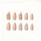 Press on Nails Kentrim Nude White French Dollar Press On Nails - 24 Pieces (12 Sizes) White / Medium Almond
