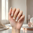 Press on Nails Kentrim Nude White French Dollar Press On Nails - 24 Pieces (12 Sizes)
