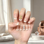 Press on Nails Kentrim Nude White French Dollar Press On Nails - 24 Pieces (12 Sizes)