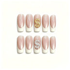 Press on Nails Kentrim Nude White French Dollar Press On Nails - 24 Pieces (12 Sizes) White / Long Square