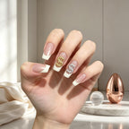 Press on Nails Kentrim Nude White French Dollar Press On Nails - 24 Pieces (12 Sizes)