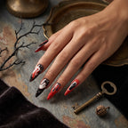 Press on Nails Kentrim Orange Black Ghost Spider Web Long Stiletto Halloween Press On Nails - 24 Pieces 12 Sizes Orange