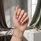 Press on Nails Kentrim Pink Leopard Cartoon 3D Charms Coffin Press On Nails - 30 Pieces, 15 Sizes Pink