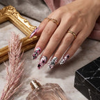 Press on Nails Kentrim Pink Leopard Zebra Star Rhinestone Almond Press On Nails - 30 Pieces, 15 Sizes Pink