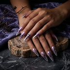 Press on Nails Kentrim Pink Purple Aurora Thorn Long Stiletto Press On Nails - 30 Pieces, 15 Sizes Black