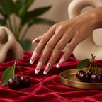 Press on Nails Kentrim Red Line French Cherry Long Coffin Press On Nails - 30 Pieces, 15 Sizes Pink