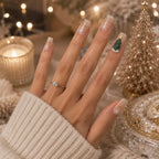 Press on Nails Kentrim Sheer Nude Gold Glitter 3D Christmas Tree Snowflake Medium Long Coffin Press On Nails - 30 Pieces, 15 Sizes Pink