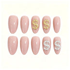 Press on Nails Kentrim Multi Color Almond Dollar Press On Nails - 24 Pieces (12 Sizes) Pink