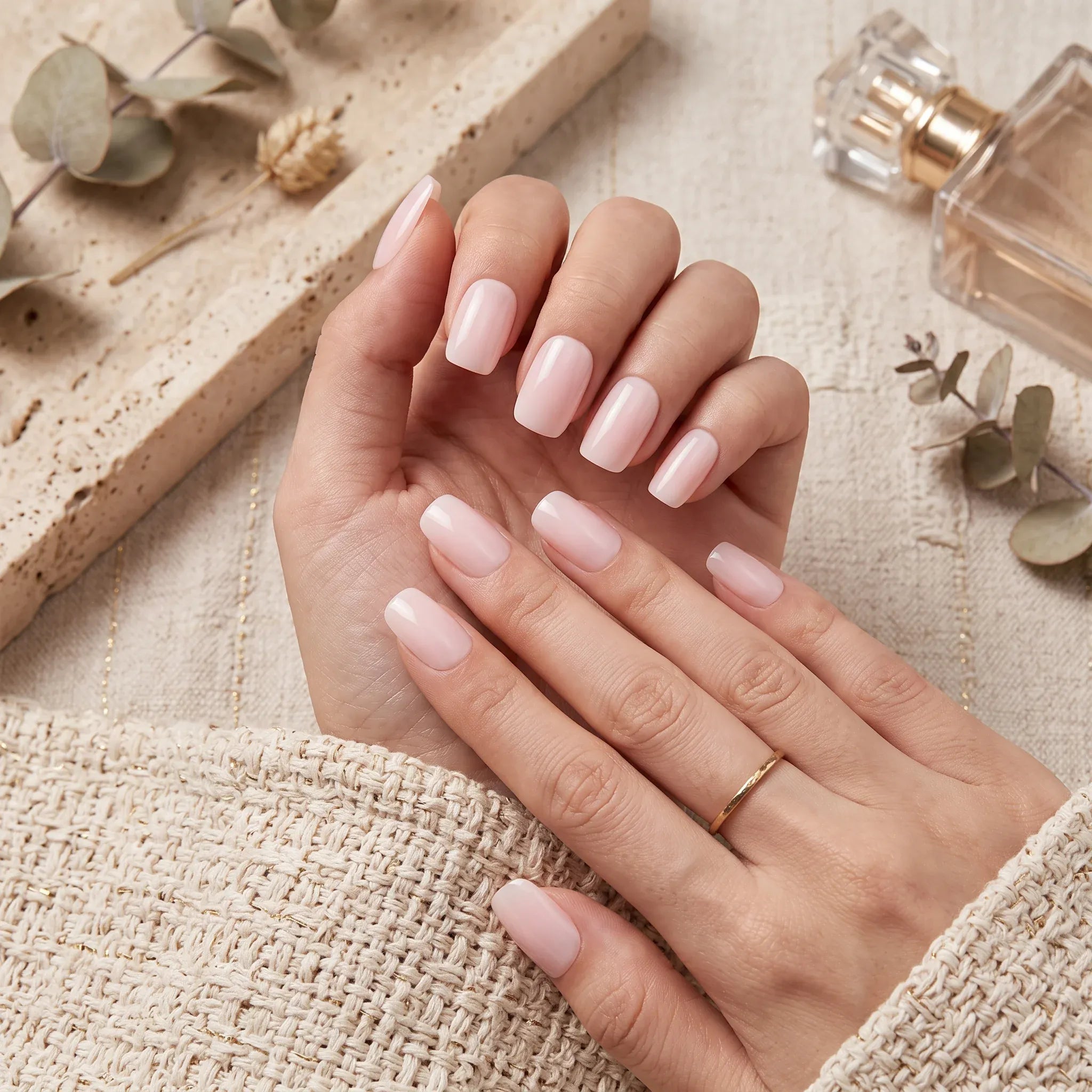 Press on Nails Kentrim Solid Nude Pink Minimal Medium Short Square Press On Nails - 24 Pieces 12 Sizes Pink