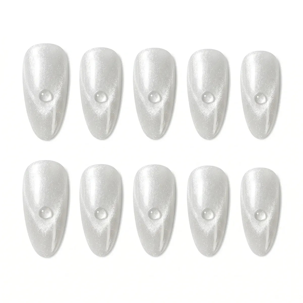 Kentrim White Pearlescent Water Drop Almond Press On Nails - 30 Pieces, 15 Sizes Secondary image