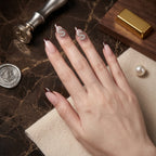 Press on Nails Kentrim French Tip Sign Almond Dollar Press On Nails - 30 Pieces, 15 Sizes