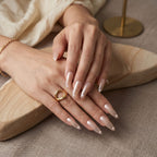 Kentrim Nude Pink Aurora Pearl Glitter Press On Nails - 30 Pieces, 15 Sizes