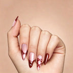 Kentrim Bold Red Abstract French Tip Long Stiletto Press On Nails - 24 Pieces, 12 Sizes