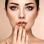Kentrim Tropical Citrus Floral Press On Nails- 10 Pieces (Single Size)