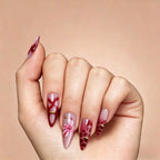 Kentrim Bold Red Floral French Tip Long Stiletto Press On Nails - 24 Pieces, 12 Sizes