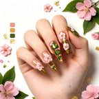 Kentrim 3D Sakura Jade Press On Nails- 10 Pieces (Single Size)