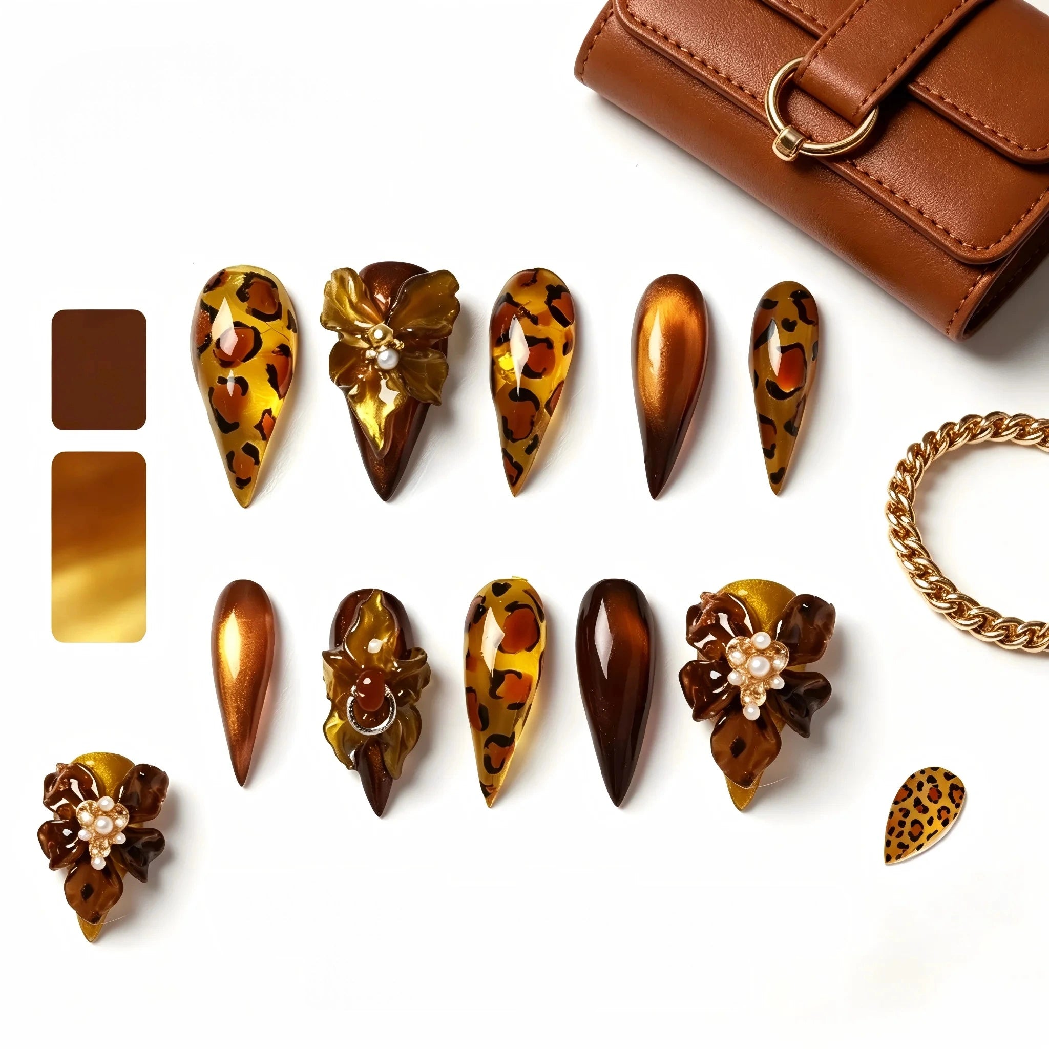 Kentrim Leopard Print Stiletto Press On Nails- 10 Pieces (Single Size)