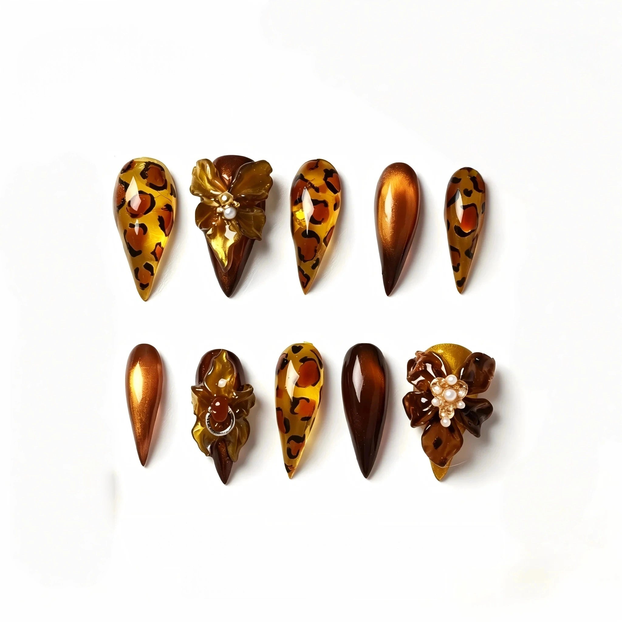 Kentrim Leopard Print Stiletto Press On Nails- 10 Pieces (Single Size) Main image