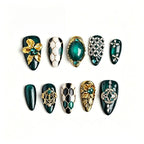 Kentrim Floral Gem Long Almond Press On Nails - 10 Pieces (Single Size)