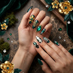 Kentrim Floral Gem Long Almond Press On Nails - 10 Pieces (Single Size)