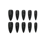Kentrim Jelly Glue Black Kentrim Matte Black 3D Liquid Curve Stiletto Press On Nails - 24 Pieces (12 Sizes)