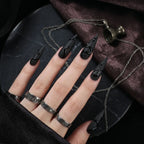 Kentrim Jelly Glue Black Kentrim Matte Black 3D Liquid Curve Stiletto Press On Nails - 24 Pieces (12 Sizes)