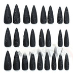 Kentrim Jelly Glue Black Kentrim Matte Black 3D Liquid Curve Stiletto Press On Nails - 24 Pieces (12 Sizes)