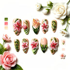 Kentrim Floral Garden 3D Press On Nails- 10 Pieces (Single Size)
