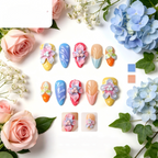 Kentrim Pastel Floral 3D Press On Nails- 10 Pieces (Single Size)