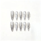 Kentrim Metallic Chrome Floral Press On Nails- 30 Pieces, 15 Sizes