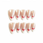 Kentrim Red Bow Short Almond Press On Nails - 10 Pieces (Single Size)