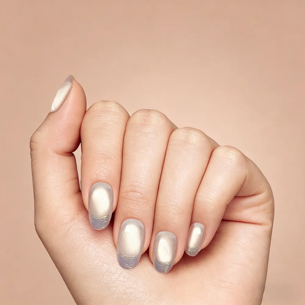 Kentrim Nude Silver Ombre Medium Almond Press On Nails - 10 Pieces (Single Size)