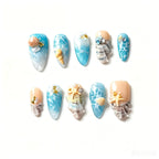 Kentrim Ocean Breeze Medium Almond Press On Nails- 10 Pieces (Single Size)