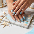 Kentrim Ocean Breeze Medium Almond Press On Nails- 10 Pieces (Single Size)
