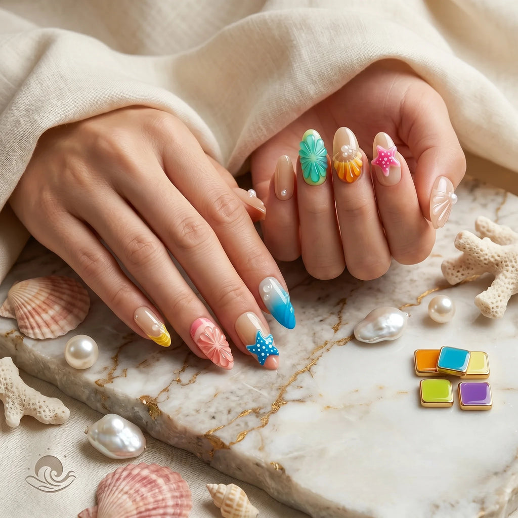 Kentrim Oceanic Dream Medium Almond Press On Nails- 10 Pieces (Single Size)