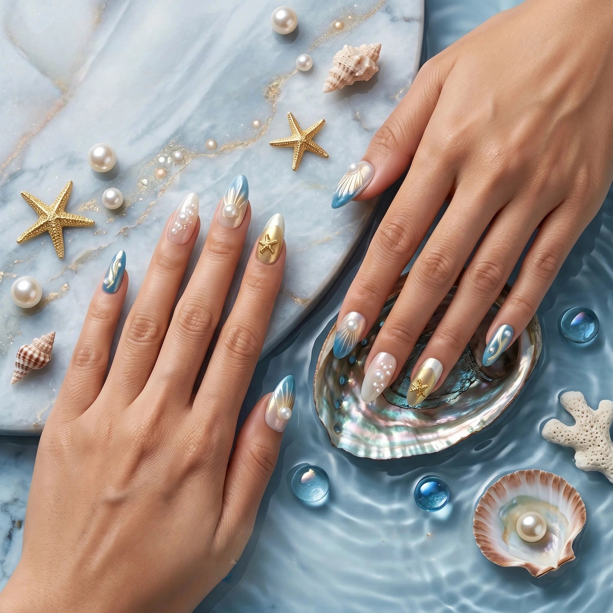 Kentrim Oceanic Shell Press On Nails - 10 Pieces (Single Size) Secondary image