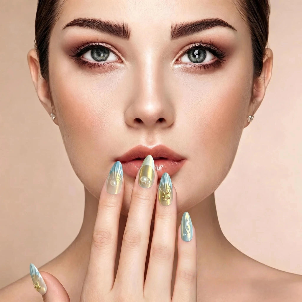 Kentrim Oceanic Shell Press On Nails - 10 Pieces (Single Size)