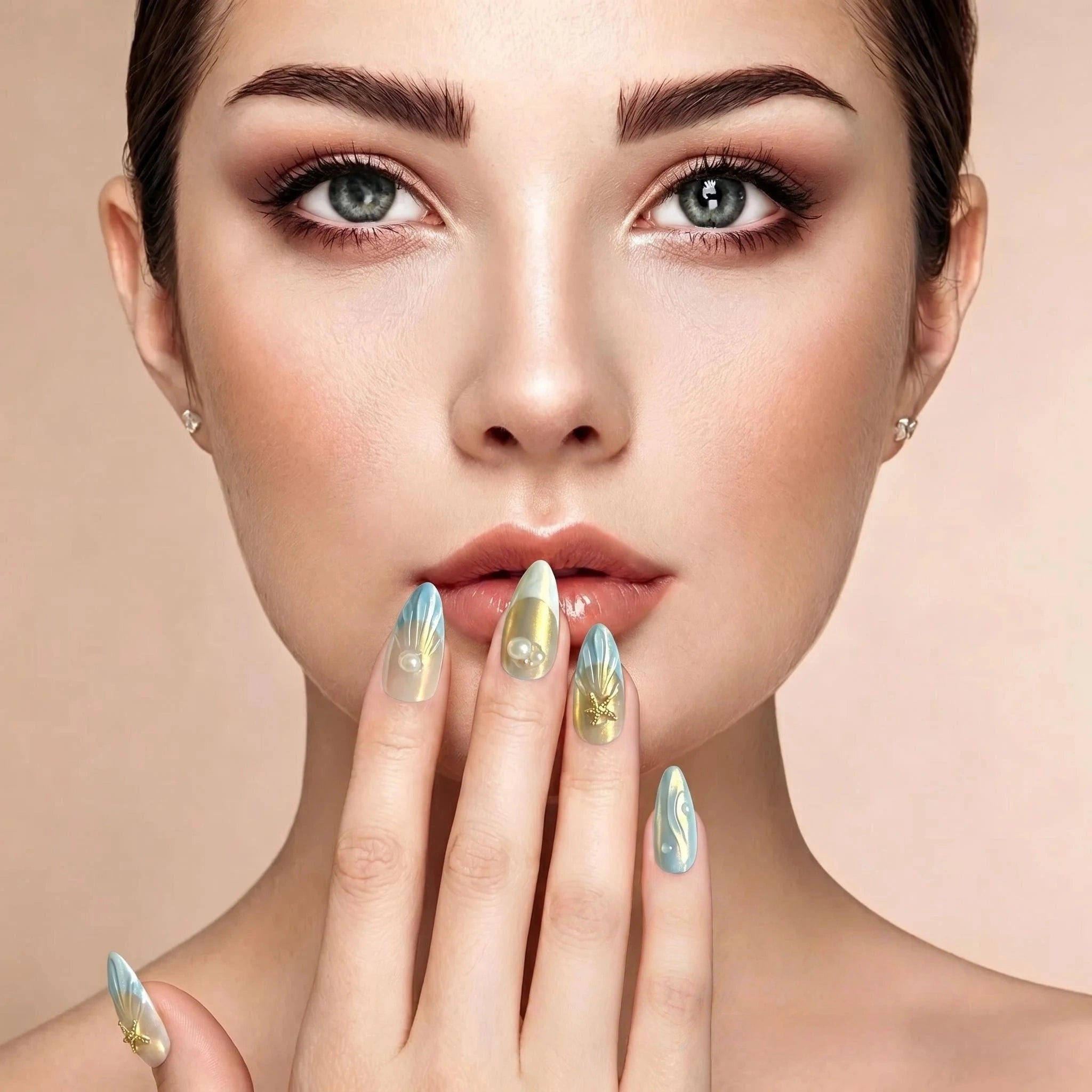 Kentrim Oceanic Shell Press On Nails - 10 Pieces (Single Size)