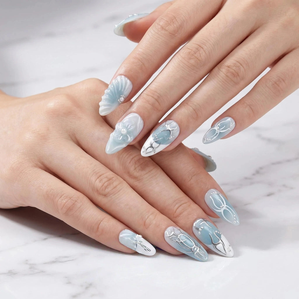 Kentrim Oceanic Shell Press On Nails - 10 Pieces (Single Size)