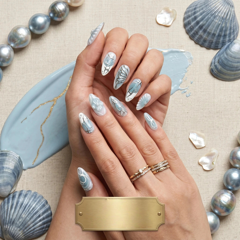 Kentrim Oceanic Shell Press On Nails - 10 Pieces (Single Size)