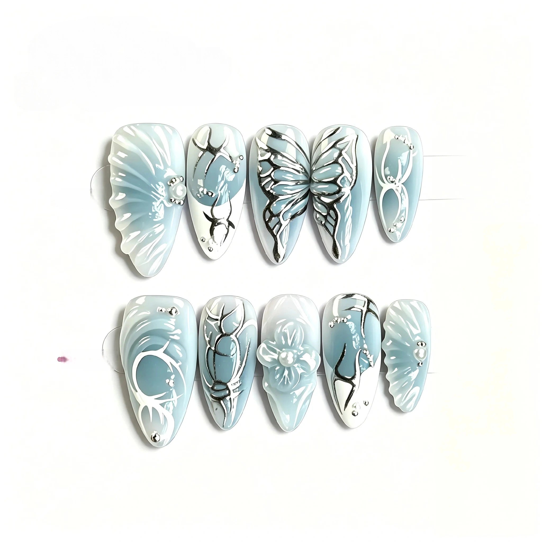 Kentrim Oceanic Shell Press On Nails - 10 Pieces (Single Size) Main image