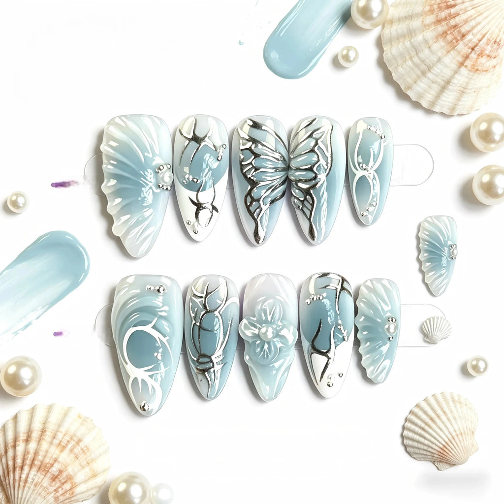 Kentrim Oceanic Shell Press On Nails - 10 Pieces (Single Size)