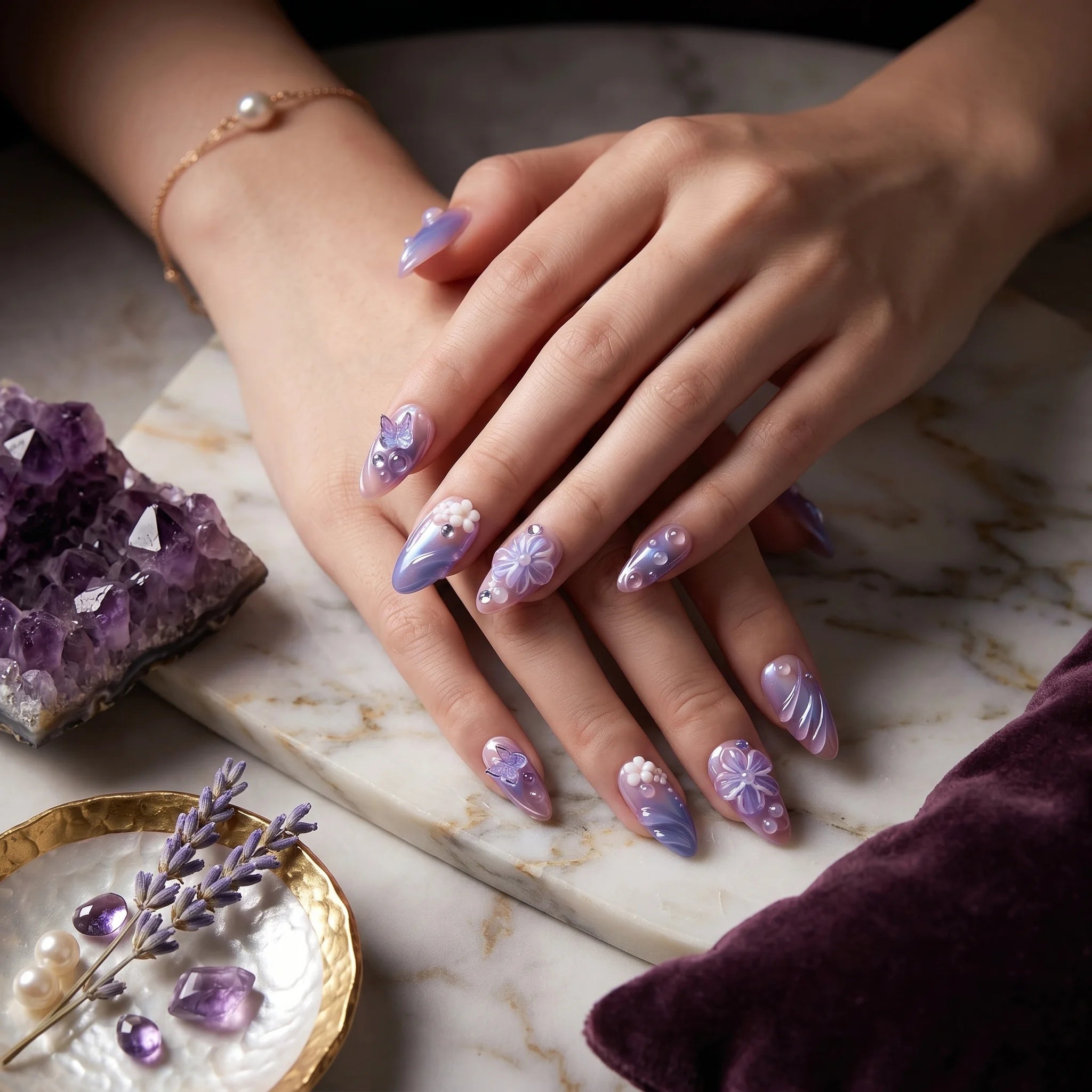 Kentrim Pastel Medium Almond Press On Nails - 10 Pieces (Single Size)