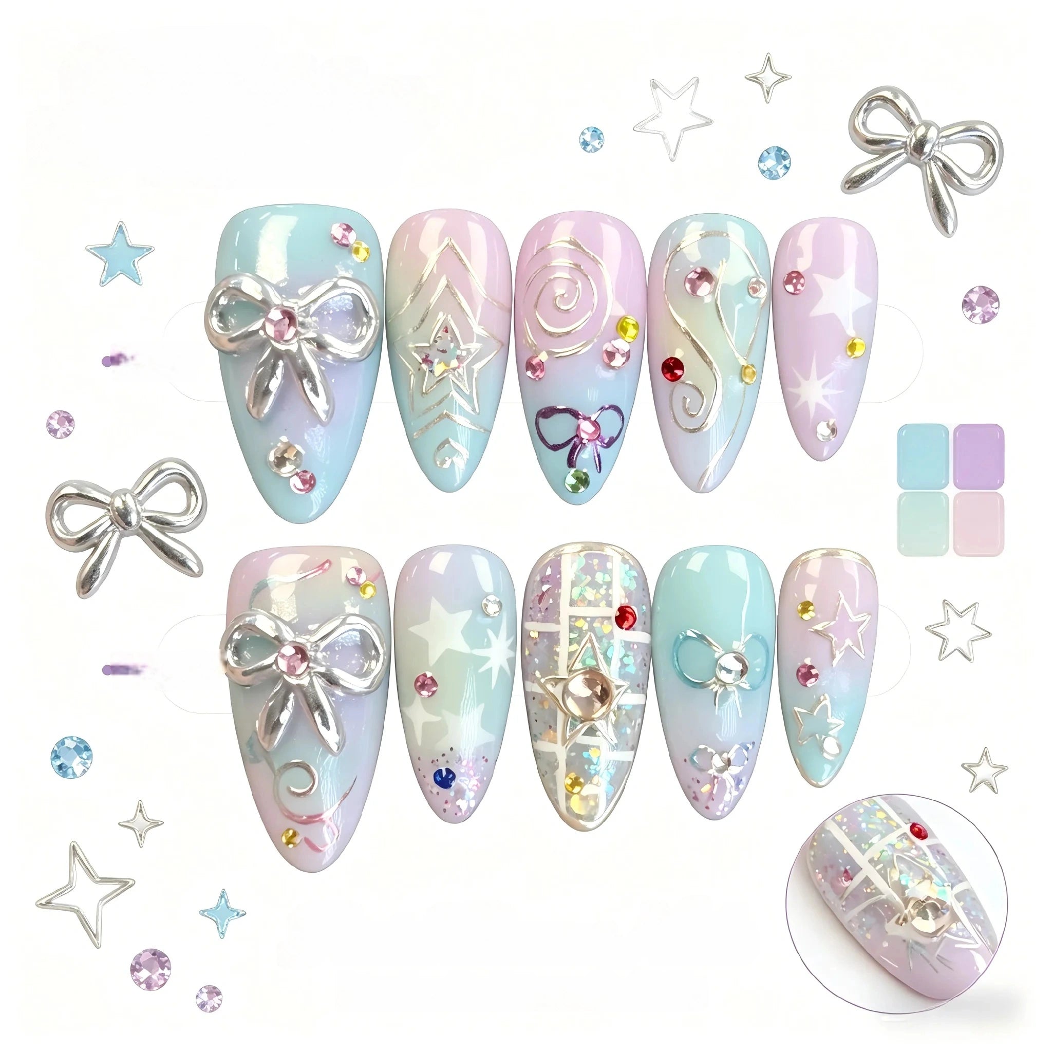 Kentrim Pastel Ombre Press On Nails - 10 Pieces (Single Size)